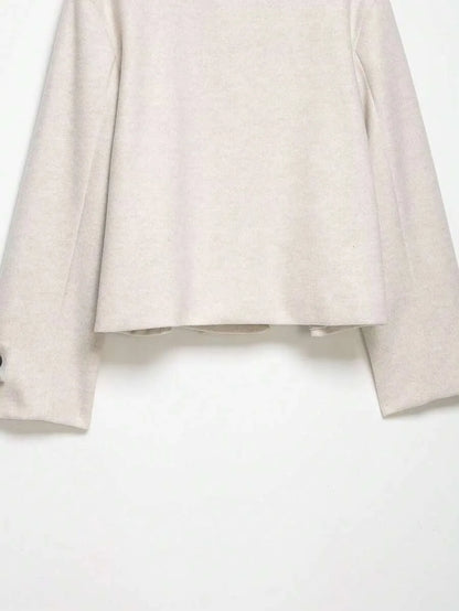 Korte Khaki Dames Jas Met Opstaande Kraag