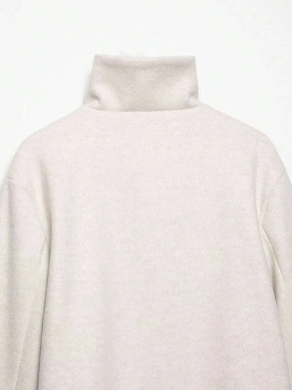 Korte Khaki Dames Jas Met Opstaande Kraag