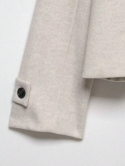 Korte Khaki Dames Jas Met Opstaande Kraag