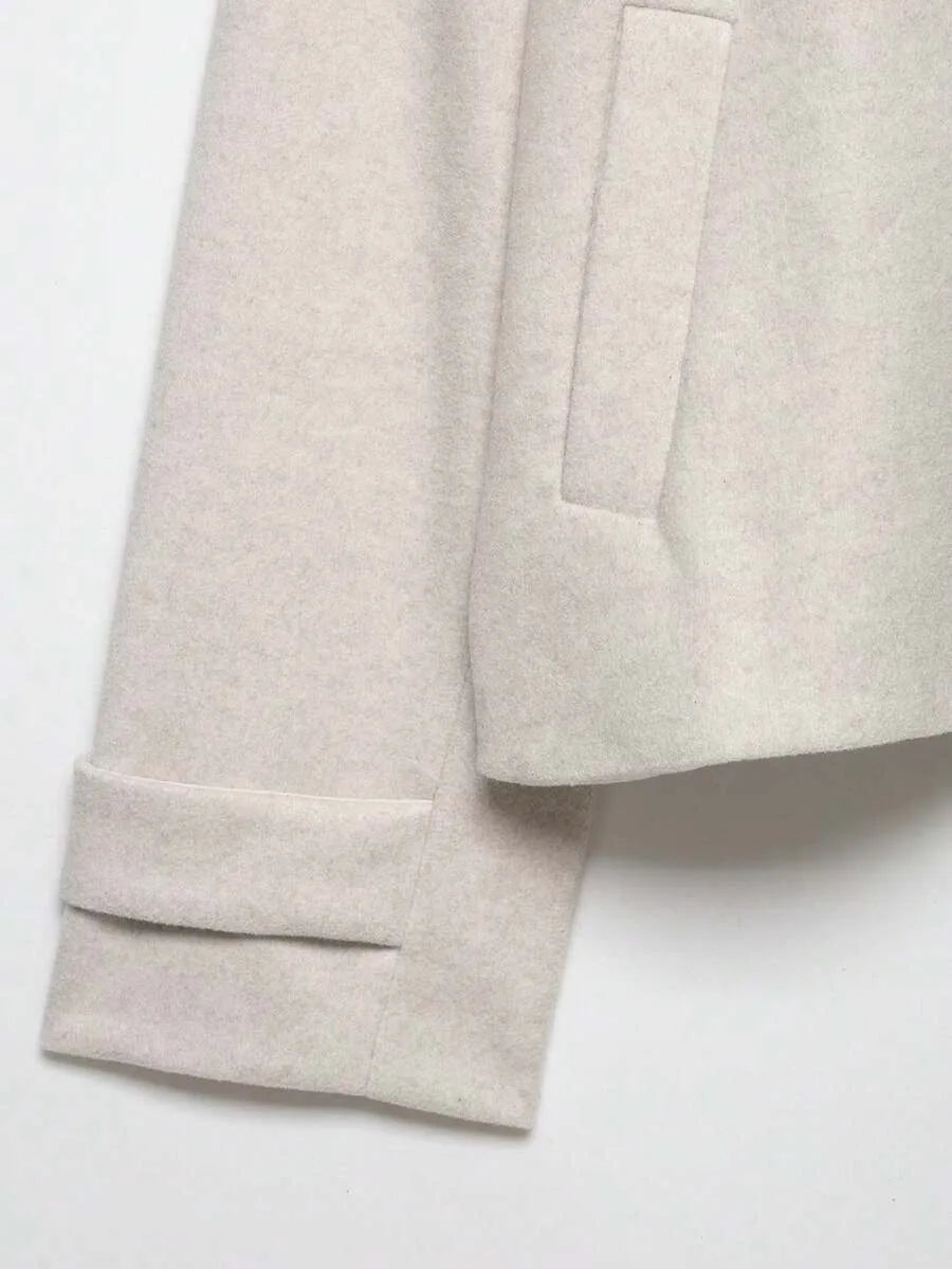 Korte Khaki Dames Jas Met Opstaande Kraag