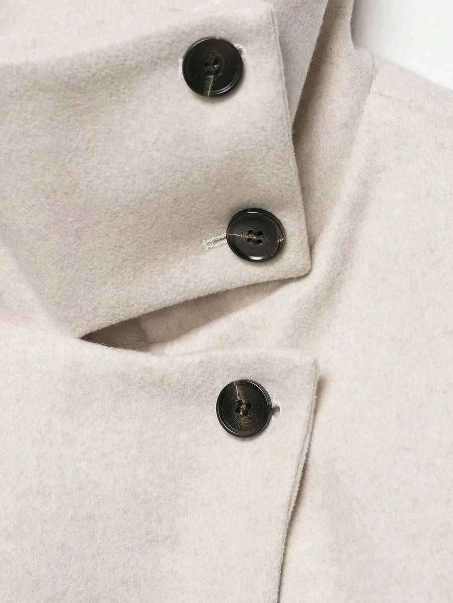 Korte Khaki Dames Jas Met Opstaande Kraag