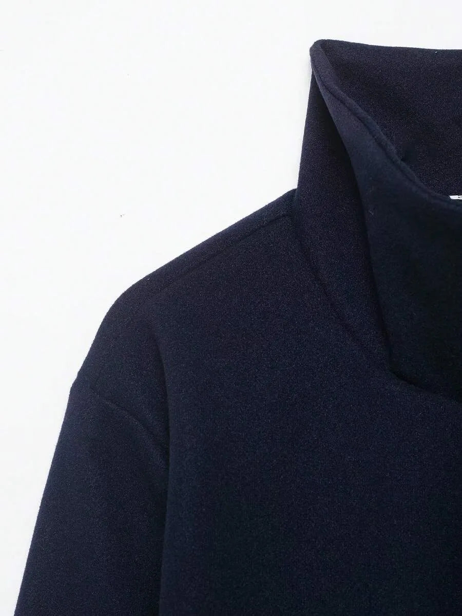 Korte Khaki Dames Jas Met Opstaande Kraag