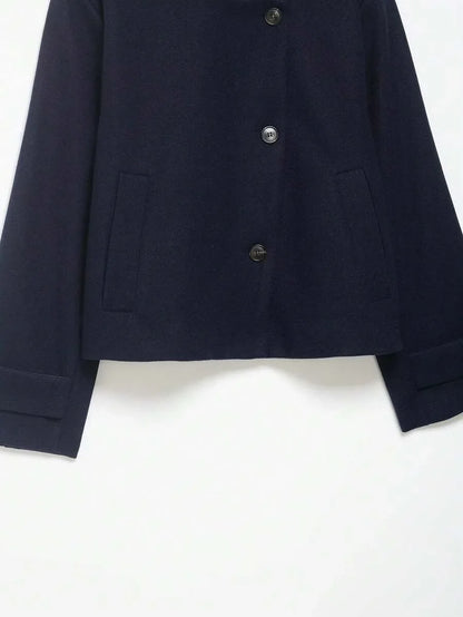 Korte Khaki Dames Jas Met Opstaande Kraag