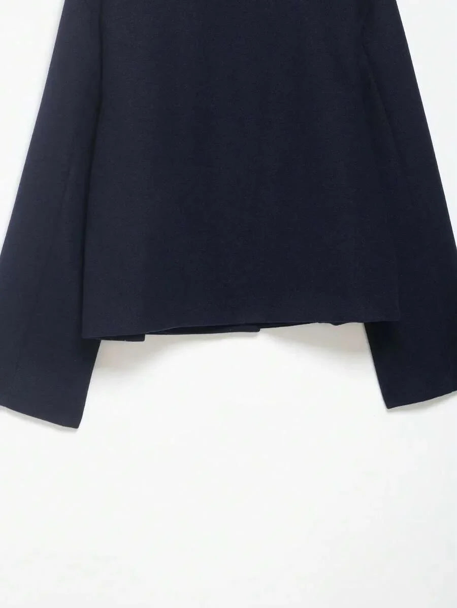 Korte Khaki Dames Jas Met Opstaande Kraag