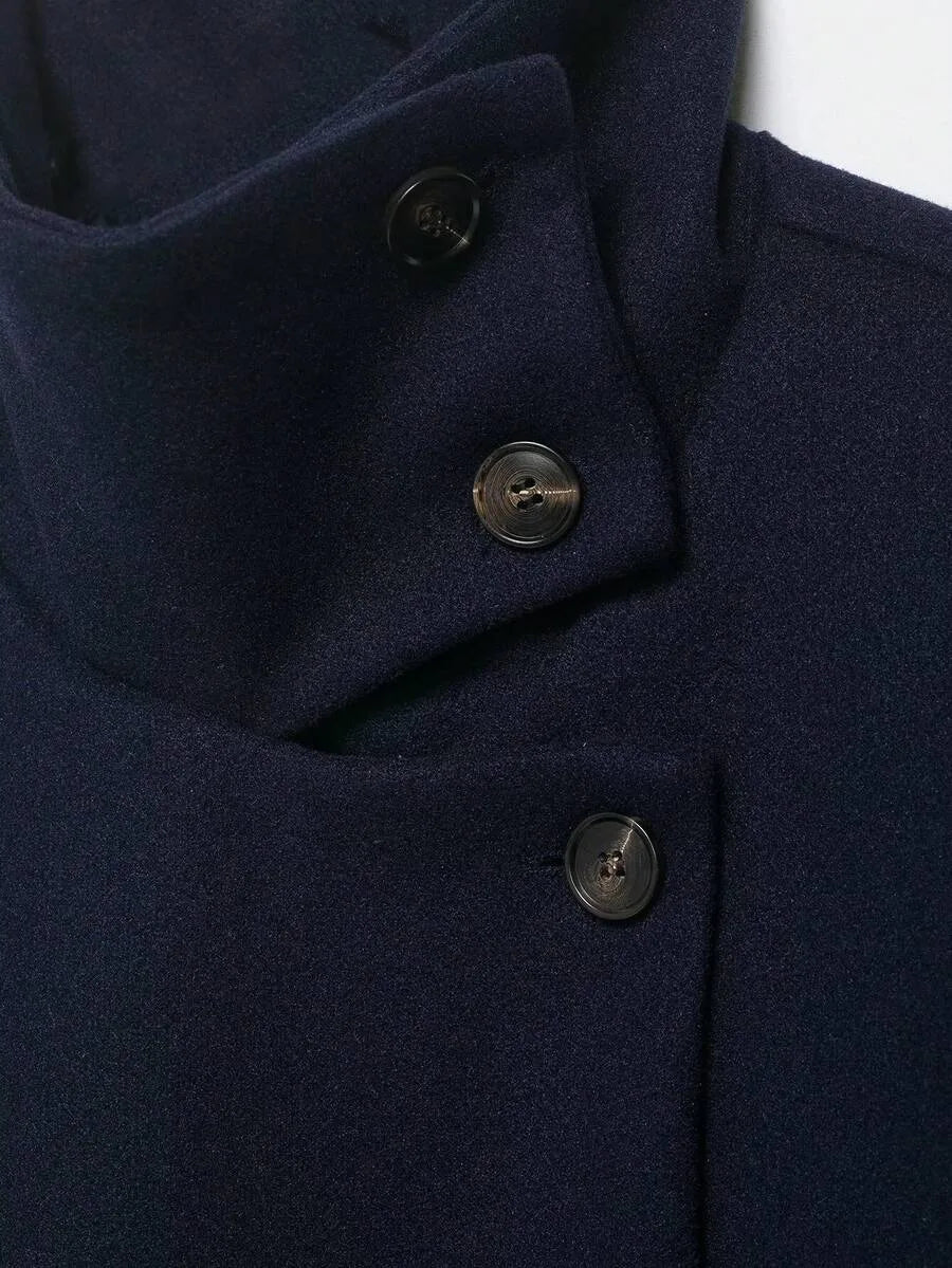 Korte Khaki Dames Jas Met Opstaande Kraag
