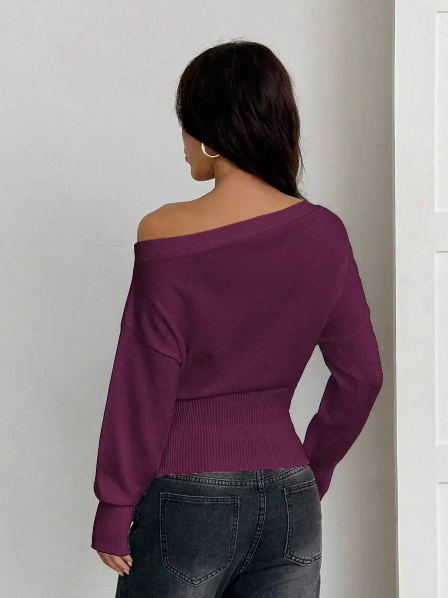 Oversized Dames Trui Met Asymmetrische Hals