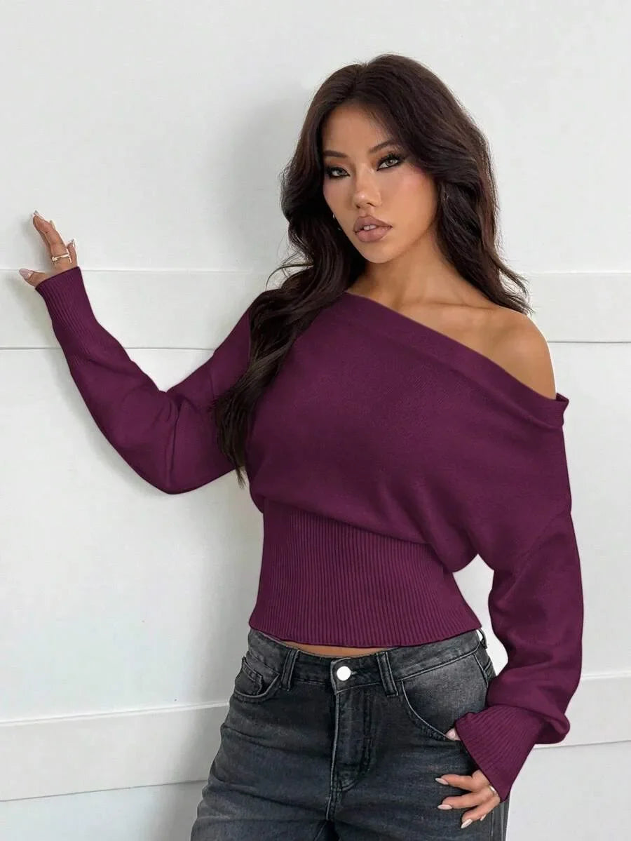 Oversized Dames Trui Met Asymmetrische Hals