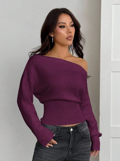 Oversized Dames Trui Met Asymmetrische Hals