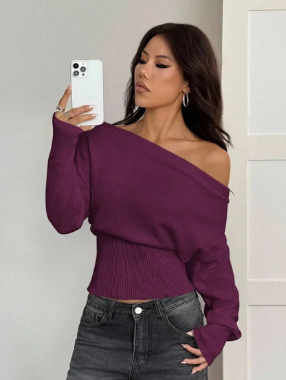 Oversized Dames Trui Met Asymmetrische Hals
