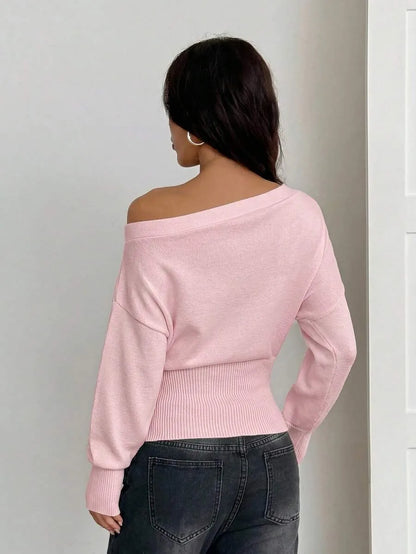 Oversized Dames Trui Met Asymmetrische Hals