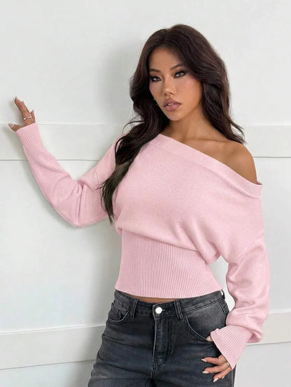 Oversized Dames Trui Met Asymmetrische Hals