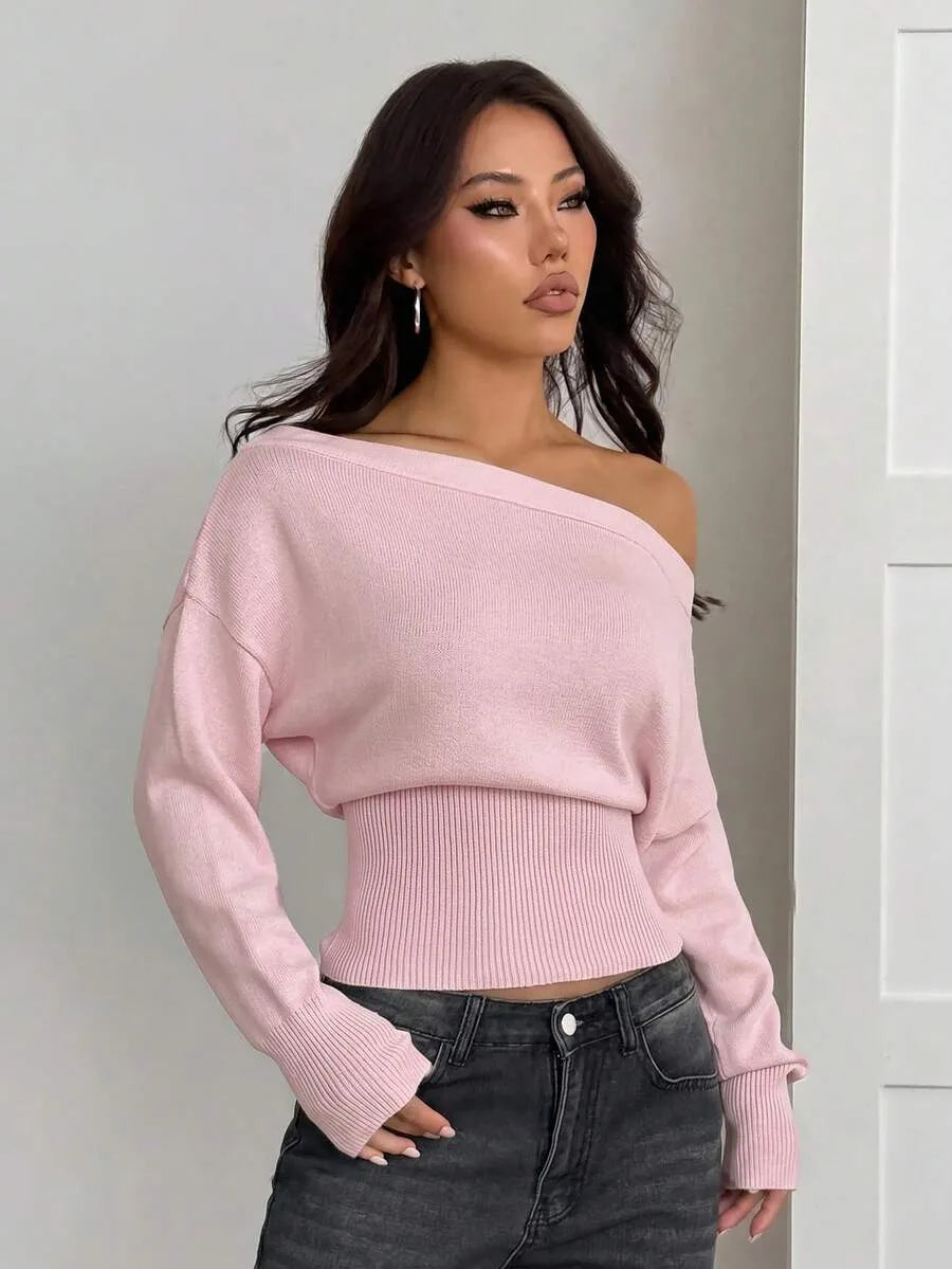 Oversized Dames Trui Met Asymmetrische Hals
