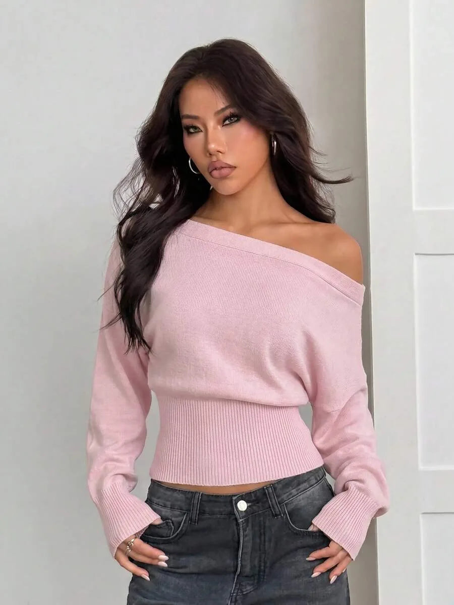 Oversized Dames Trui Met Asymmetrische Hals