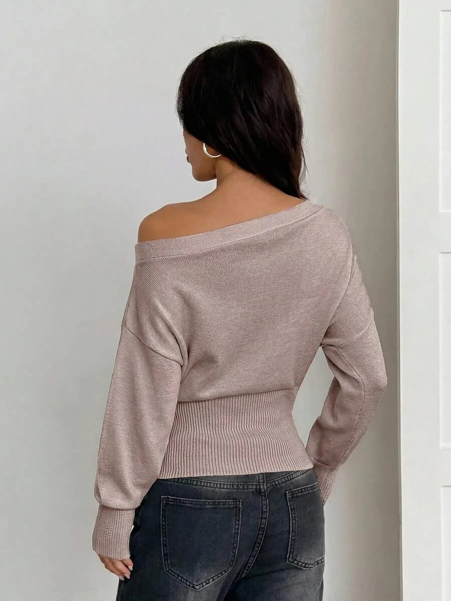 Oversized Dames Trui Met Asymmetrische Hals