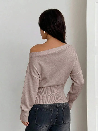 Oversized Dames Trui Met Asymmetrische Hals
