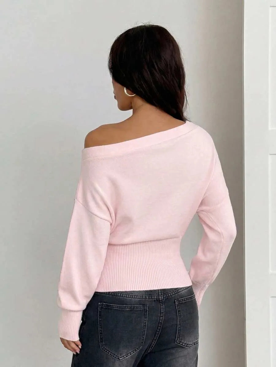 Oversized Dames Trui Met Asymmetrische Hals