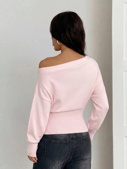 Oversized Dames Trui Met Asymmetrische Hals