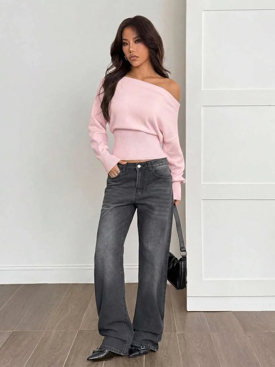 Oversized Dames Trui Met Asymmetrische Hals