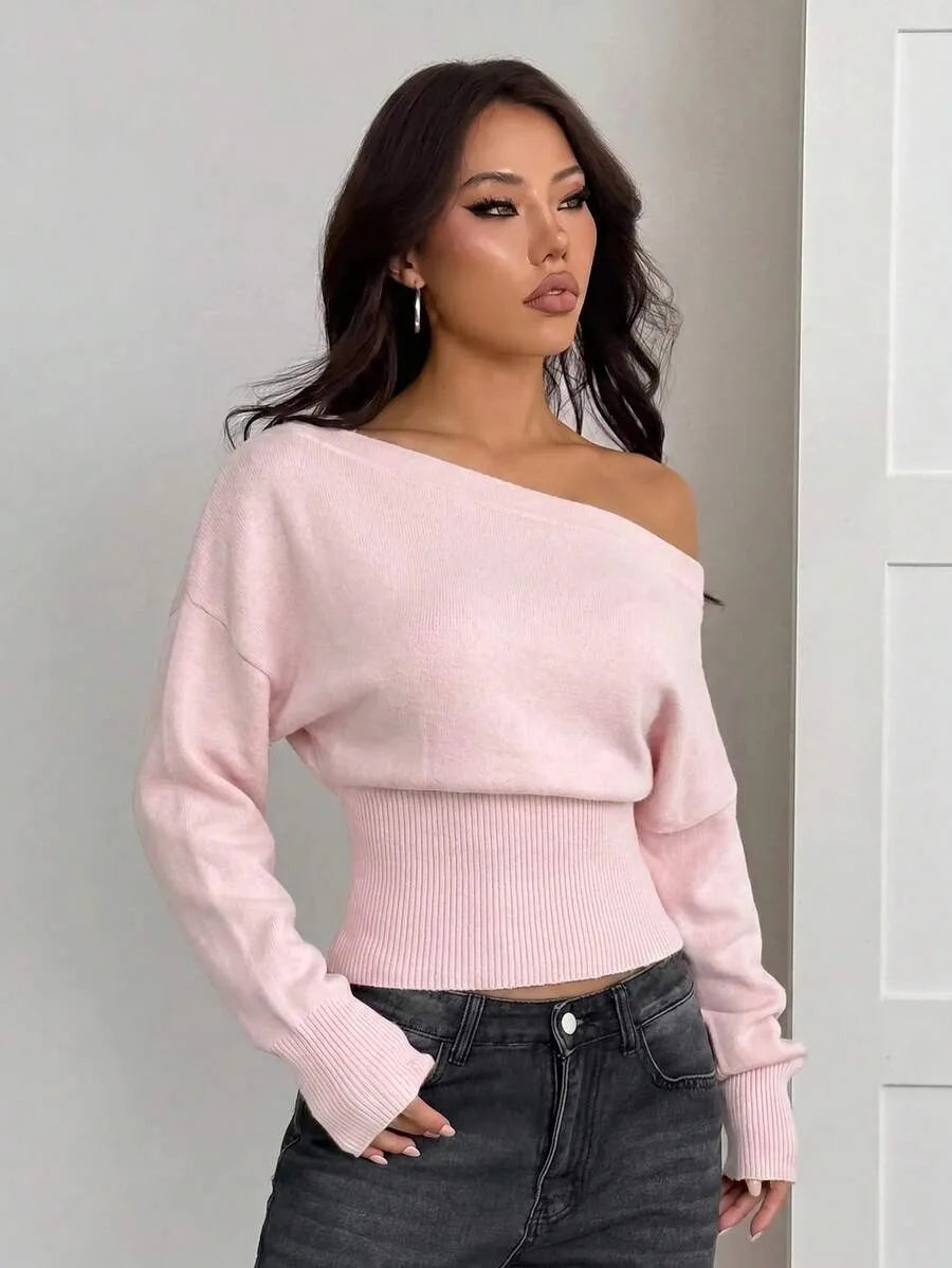 Oversized Dames Trui Met Asymmetrische Hals