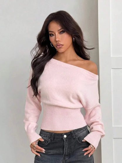 Oversized Dames Trui Met Asymmetrische Hals