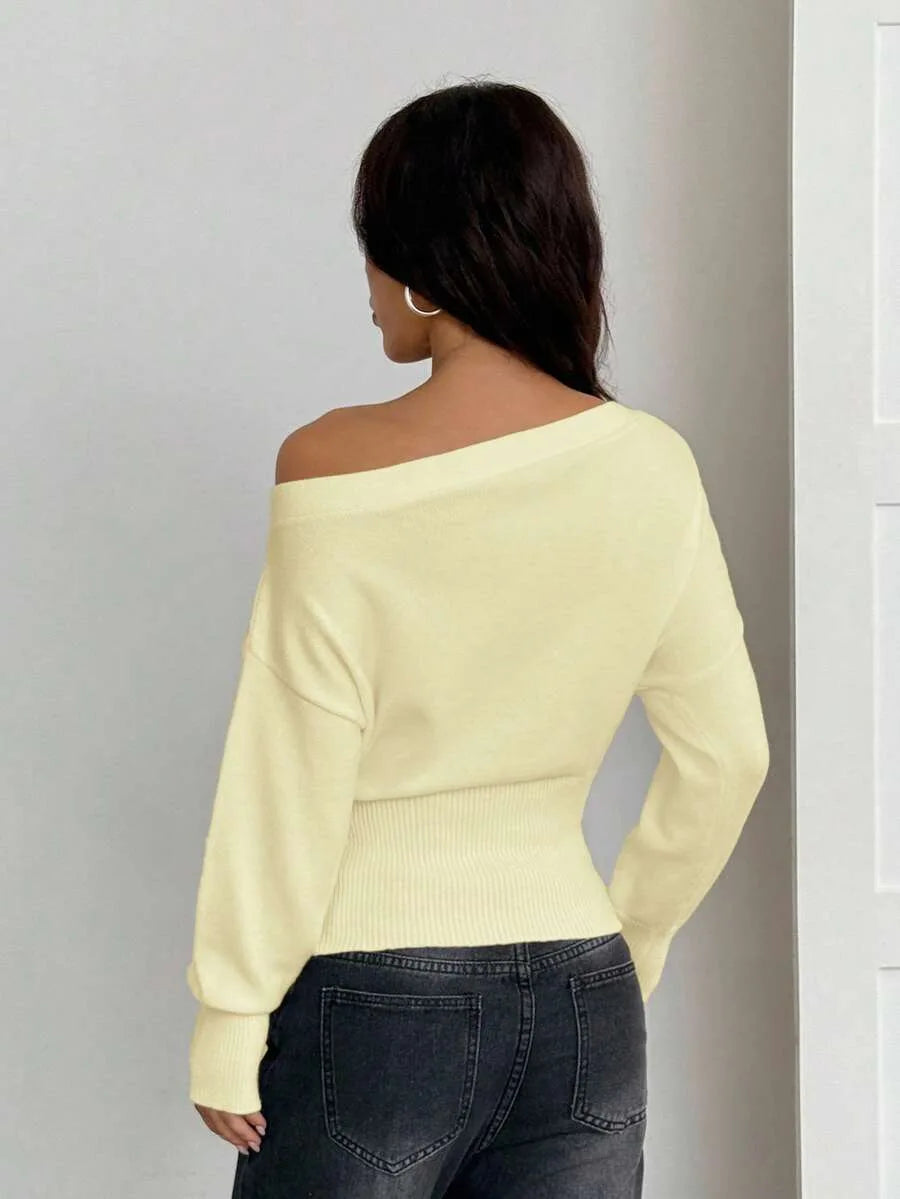 Oversized Dames Trui Met Asymmetrische Hals