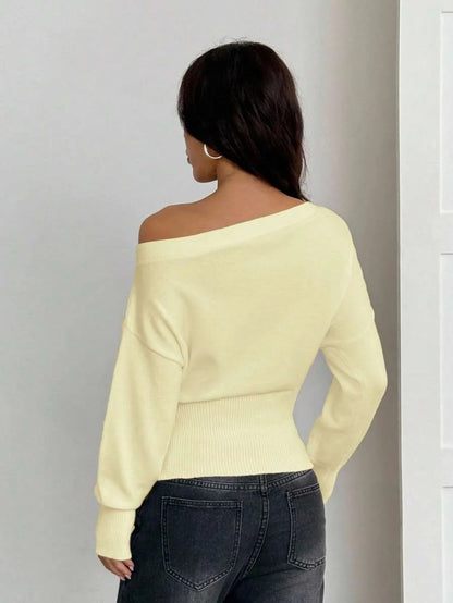 Oversized Dames Trui Met Asymmetrische Hals
