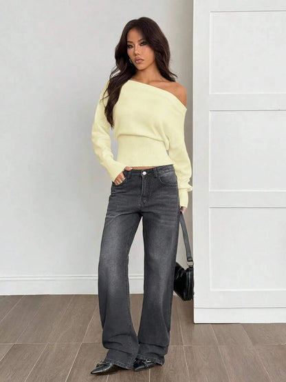 Oversized Dames Trui Met Asymmetrische Hals