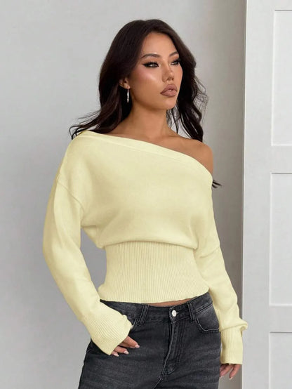 Oversized Dames Trui Met Asymmetrische Hals