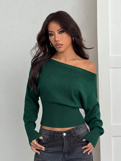 Oversized Dames Trui Met Asymmetrische Hals