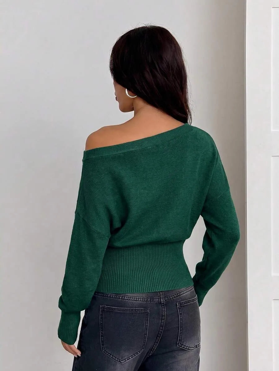 Oversized Dames Trui Met Asymmetrische Hals