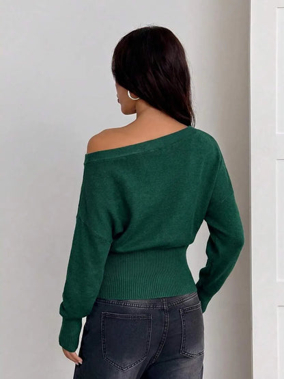Oversized Dames Trui Met Asymmetrische Hals