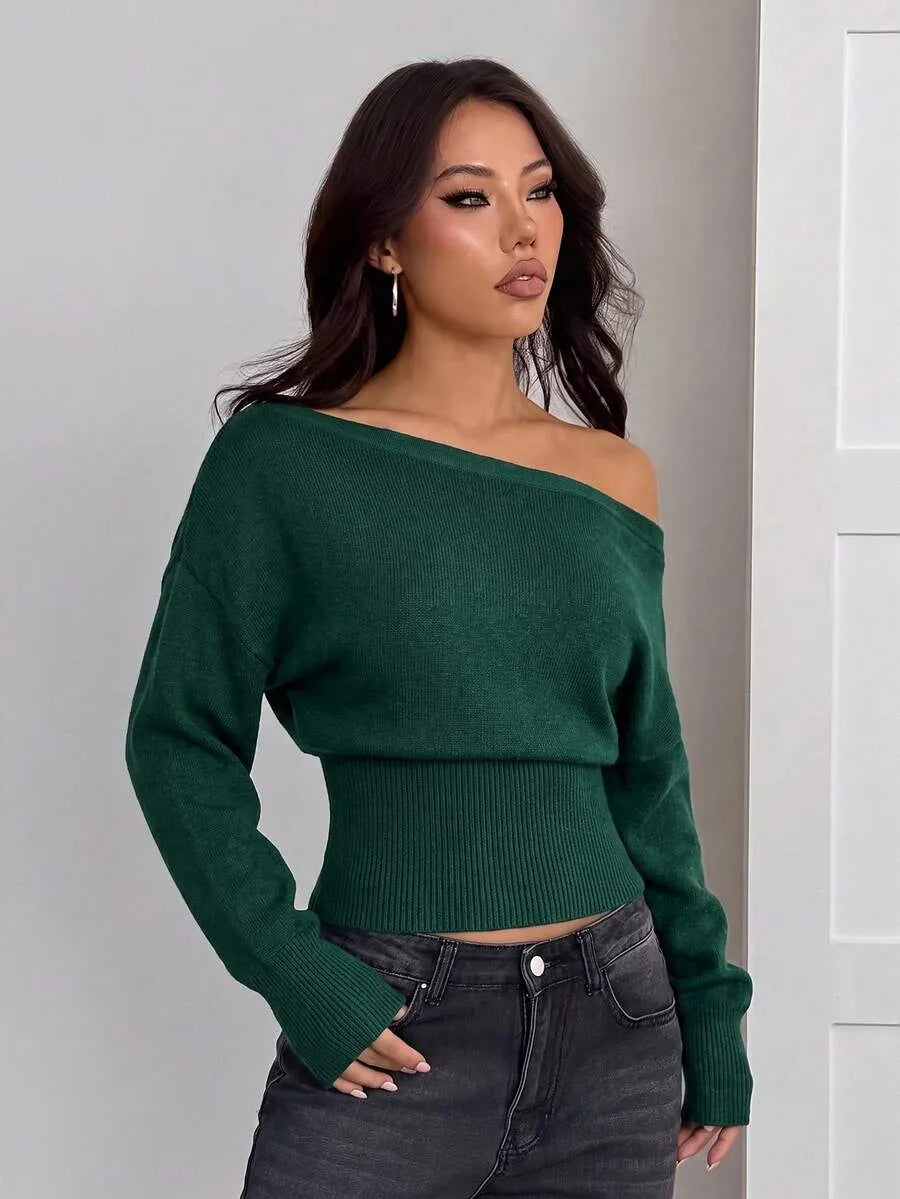 Oversized Dames Trui Met Asymmetrische Hals
