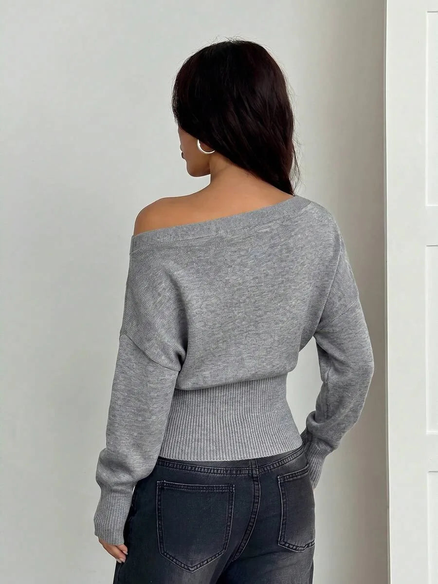 Oversized Dames Trui Met Asymmetrische Hals