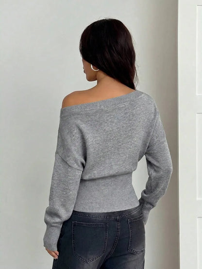Oversized Dames Trui Met Asymmetrische Hals