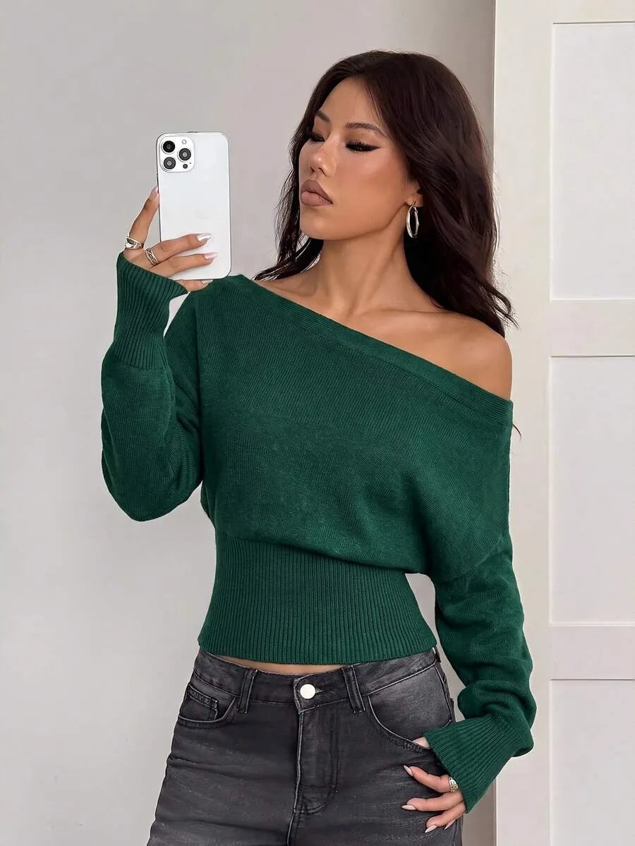 Oversized Dames Trui Met Asymmetrische Hals