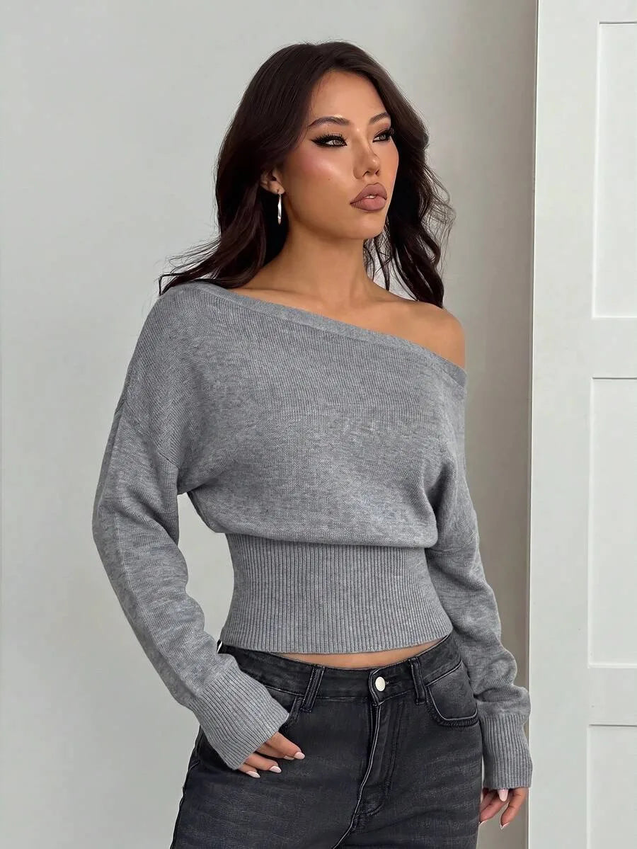 Oversized Dames Trui Met Asymmetrische Hals
