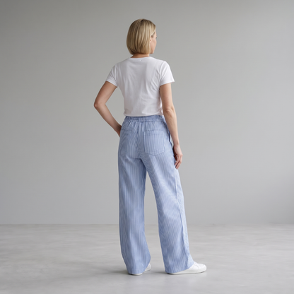 Nienke - Gestreepte Broek met Wijde Pijpen