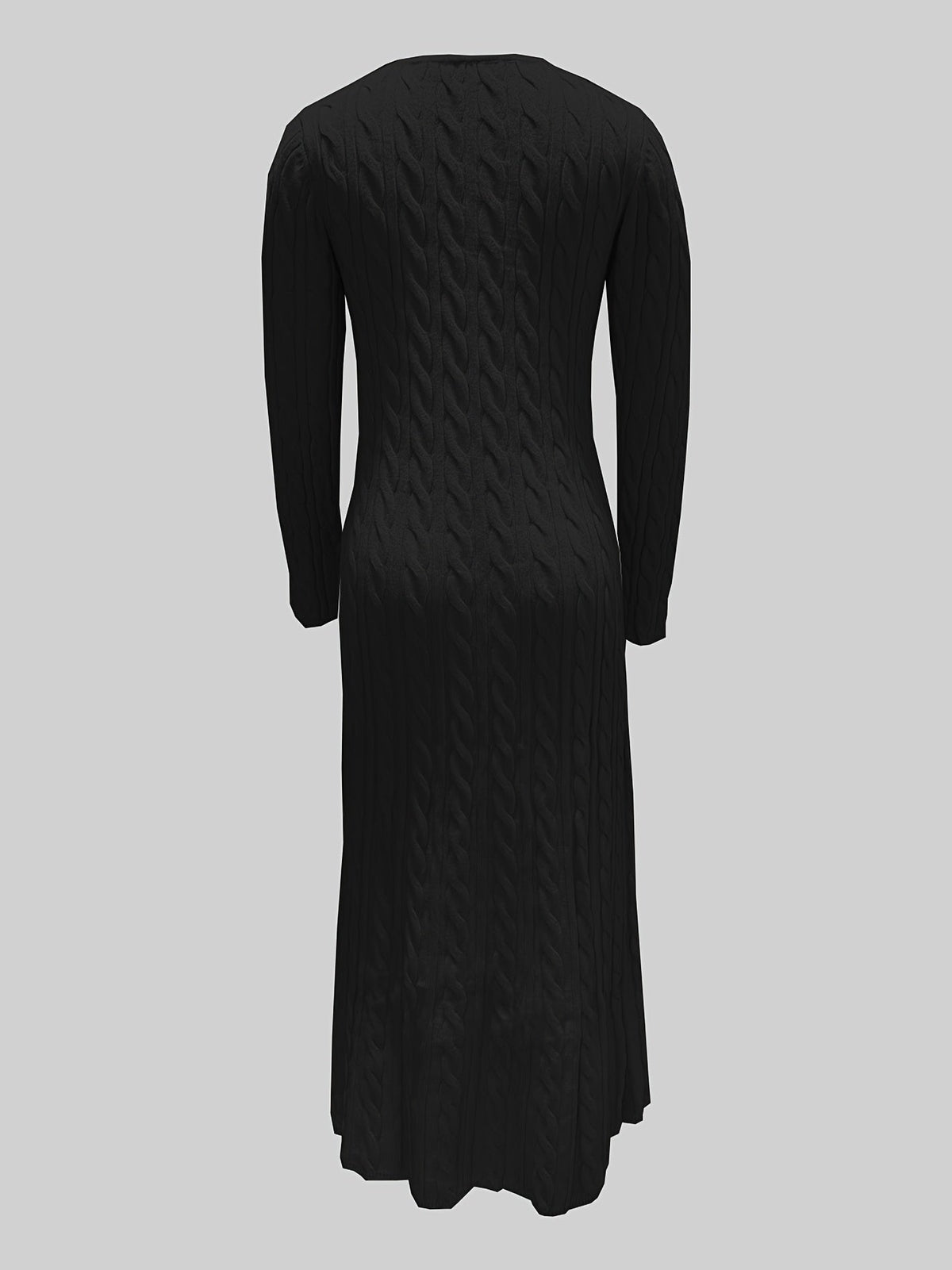 Maxi Sweaterjurk Dames – Lange Gebreide Jurk Met Kabelpatroon