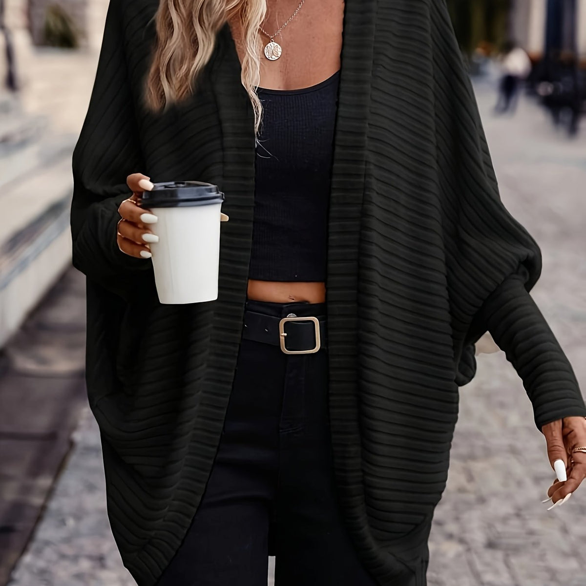 Oversized Vest Dames – Open Cardigan Met Lange Mouwen