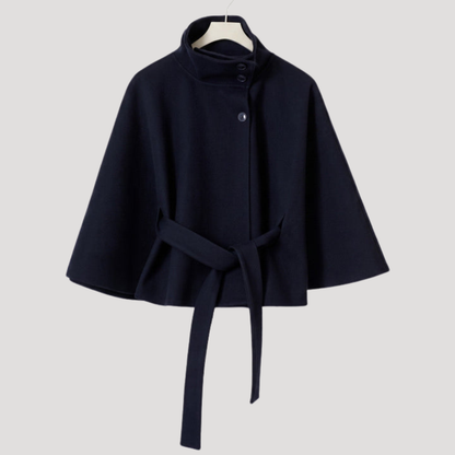 Dames Poncho Jas Met Wijde Mouwen En Strikceintuur