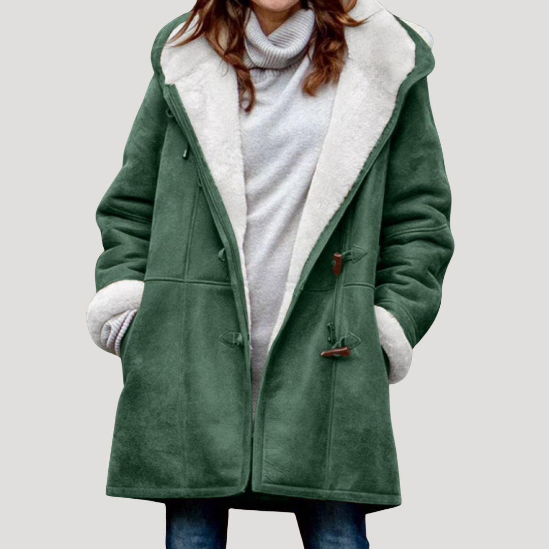 Lange Duffle-Coat Voor Dames Met Capuchon En Warme Voering