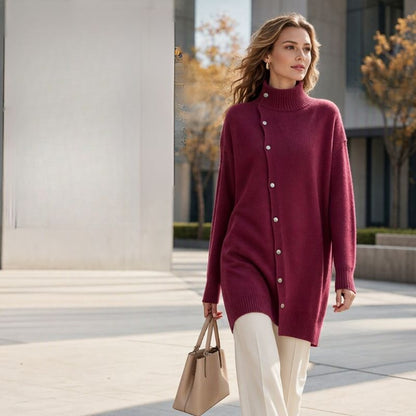 Gebreide Sweaterjurk Dames – Trui Jurk Met Col
