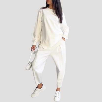 Dames Asymmetrische Tweedelige Set Met Ronde Hals En Jogging Broek