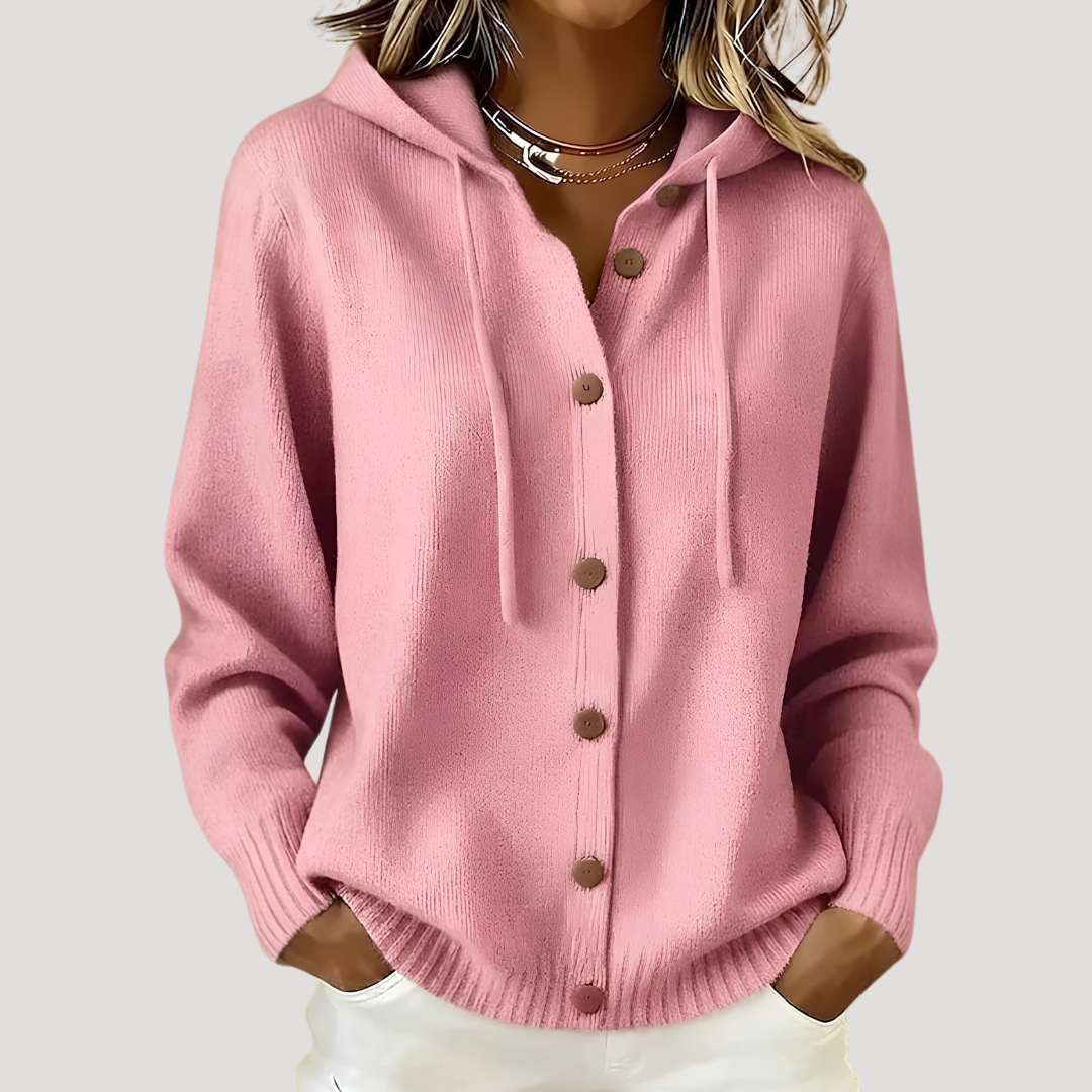 Dames Gebreid Cardigan Met Capuchon En Lange Mouwen