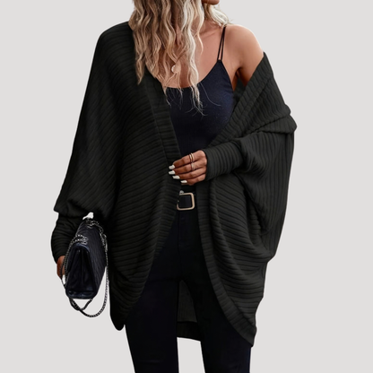 Lange Dames Oversized Cardigan Met Geribde Details En Lange Mouwen
