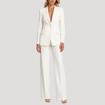 Dames Pak Met Getailleerde Blazer En Wijde Pantalon