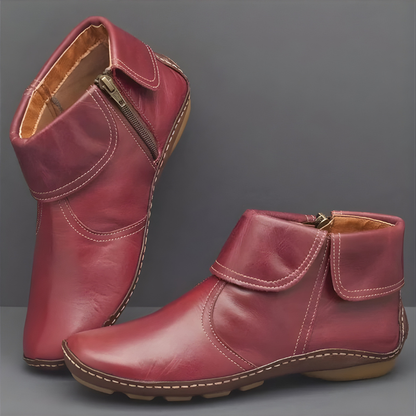 Enkellaarzen Dames – Platte Boots Met Rits