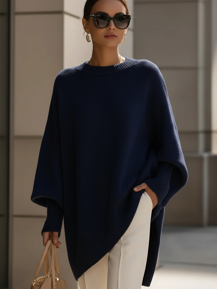 Oversized Dames Poncho Trui Met Puntige Zoom