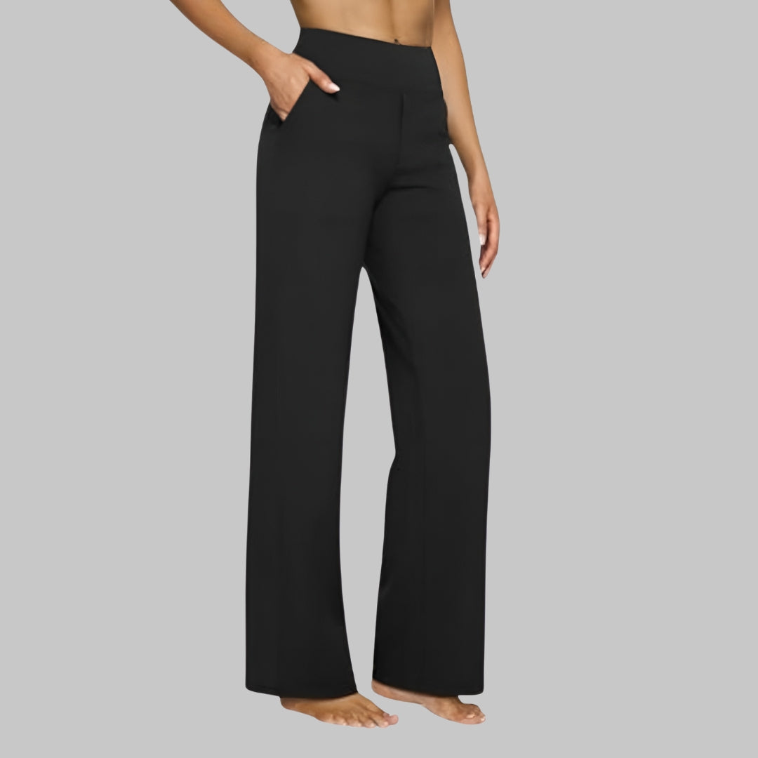 Casual Flared Broek Voor Dames Met Hoge Taille En Zakken