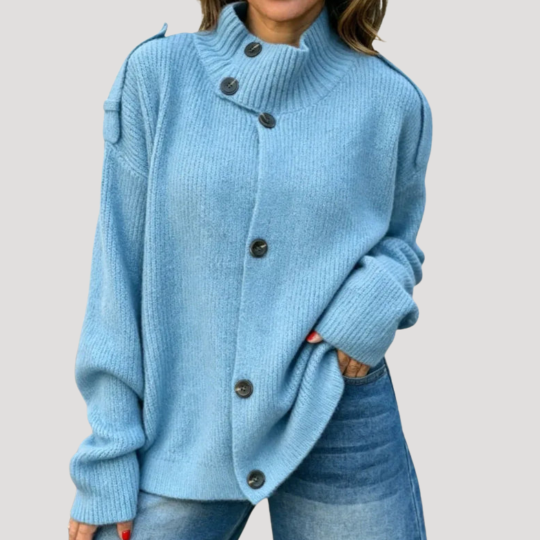 Dames Vest Met Hoge Kraag En Asymmetrische Knoopsluiting